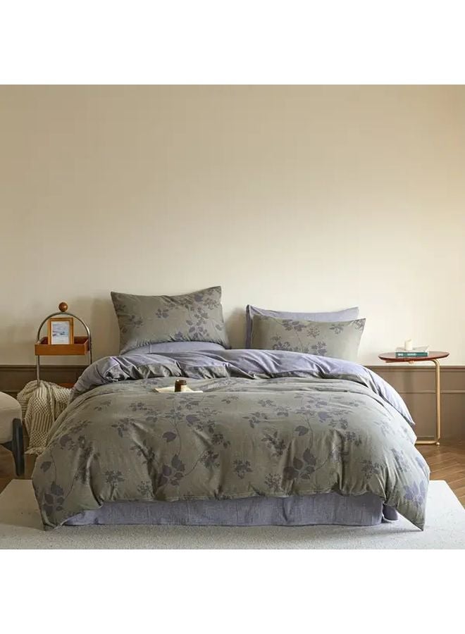 Chunye Linen Duvet Cover 78 74x90 55 Inches Vintage Floral Pattern Zipper Closure Machine Washable - Image 2